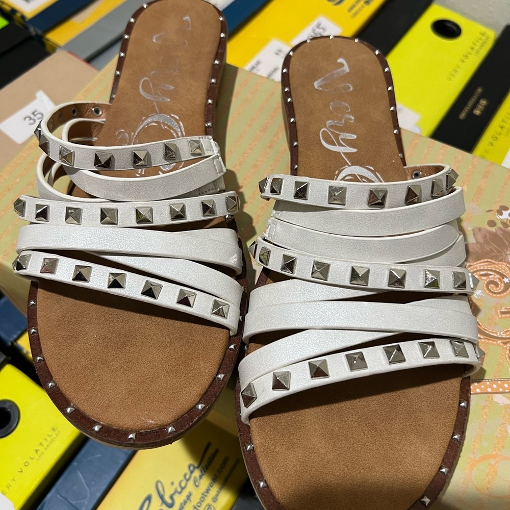 Very G White Studded Sandals